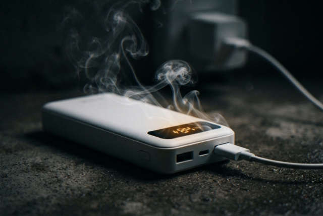 genrebild överhettat batteri